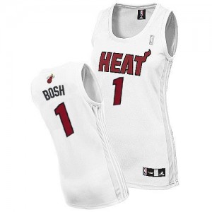 Maillot NBA Miami Heat #1 Chris Bosh Blanc Adidas Authentic Home - Femme
