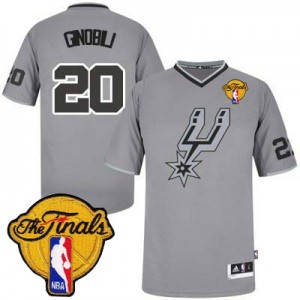 Maillot NBA Gris Manu Ginobili #20 San Antonio Spurs 2013 Christmas Day Finals Patch Authentic Homme Adidas