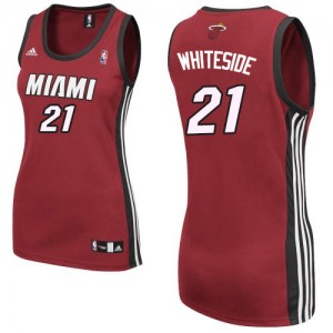Maillot NBA Rouge Hassan Whiteside #21 Miami Heat Alternate Authentic Femme Adidas
