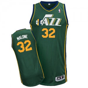 Maillot Adidas Vert Alternate Authentic Utah Jazz - Karl Malone #32 - Homme