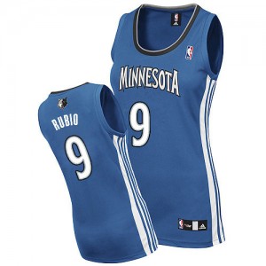 Maillot Adidas Slate Blue Road Authentic Minnesota Timberwolves - Ricky Rubio #9 - Femme