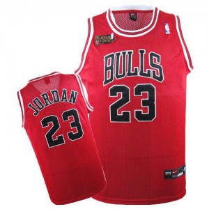 Maillot NBA Chicago Bulls #23 Michael Jordan Rouge Nike Authentic Throwback Champions Patch - Homme