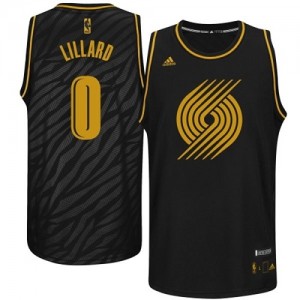 Maillot NBA Portland Trail Blazers #0 Damian Lillard Noir Adidas Swingman Precious Metals Fashion - Homme