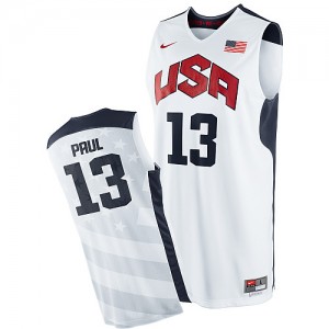 Team USA Nike Chris Paul #13 2012 Olympics Authentic Maillot d'équipe de NBA - Blanc pour Homme