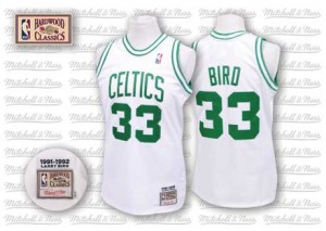 Boston Celtics Mitchell and Ness Larry Bird #33 Throwback Swingman Maillot d'équipe de NBA - Blanc pour Homme