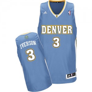 Maillot NBA Denver Nuggets #3 Allen Iverson Bleu clair Adidas Swingman Road - Homme