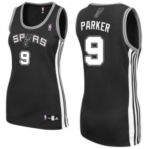 San Antonio Spurs Tony Parker #9 Road Authentic Maillot d'équipe de NBA - Noir pour Femme