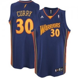Golden State Warriors Stephen Curry #30 Throwback Authentic Maillot d'équipe de NBA - Bleu marin pour Homme