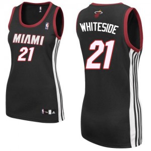 Maillot NBA Noir Hassan Whiteside #21 Miami Heat Road Authentic Femme Adidas
