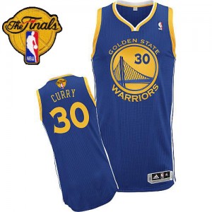 Maillot Authentic Golden State Warriors NBA Road 2015 The Finals Patch Bleu royal - #30 Stephen Curry - Enfants
