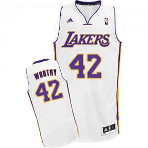 Maillot Adidas Blanc Alternate Swingman Los Angeles Lakers - James Worthy #42 - Homme