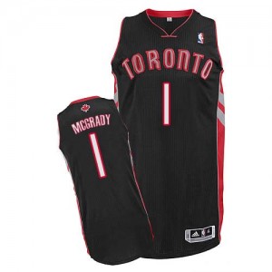 Toronto Raptors #1 Adidas Alternate Noir Authentic Maillot d'équipe de NBA en soldes - Tracy Mcgrady pour Homme