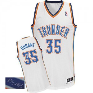 Maillot NBA Blanc Kevin Durant #35 Oklahoma City Thunder Home Autographed Authentic Homme Adidas
