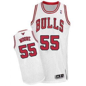 Maillot Adidas Blanc Home Authentic Chicago Bulls - E'Twaun Moore #55 - Homme