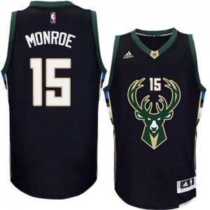 Maillot NBA Milwaukee Bucks #15 Greg Monroe Noir Adidas Swingman Alternate - Homme