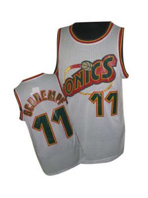 Maillot NBA Blanc Detlef Schrempf #11 Oklahoma City Thunder Throwback SuperSonics Authentic Homme Adidas