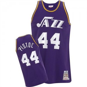 Maillot NBA Violet Pete Maravich #44 Utah Jazz Pistol Authentic Homme Adidas
