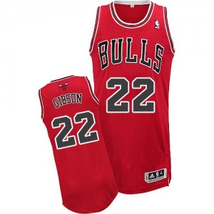 Maillot NBA Rouge Taj Gibson #22 Chicago Bulls Road Authentic Homme Adidas