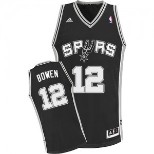 Maillot NBA San Antonio Spurs #12 Bruce Bowen Noir Adidas Swingman Road - Homme