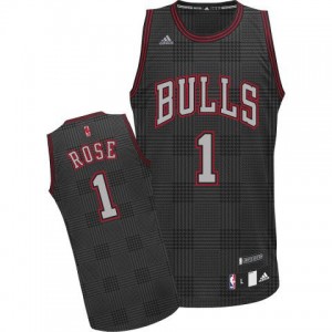 Maillot NBA Chicago Bulls #1 Derrick Rose Noir Adidas Authentic Rhythm Fashion - Homme