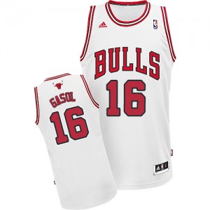 Maillot NBA Chicago Bulls #16 Pau Gasol Blanc Adidas Swingman Home - Homme