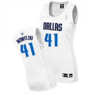Maillot NBA Authentic Dirk Nowitzki #41 Dallas Mavericks Home Blanc - Femme