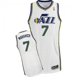 Maillot NBA Utah Jazz #7 Pete Maravich Blanc Adidas Authentic Home - Homme