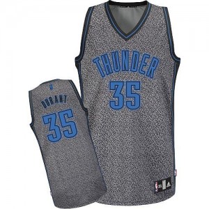 Maillot Authentic Oklahoma City Thunder NBA Static Fashion Gris - #35 Kevin Durant - Homme