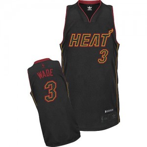 Miami Heat Dwyane Wade #3 Fashion Authentic Maillot d'équipe de NBA - Fibre de carbone noire pour Homme