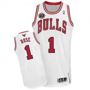 Chicago Bulls Derrick Rose #1 Home 20TH Anniversary Authentic Maillot d'équipe de NBA - Blanc pour Homme