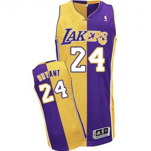 Maillot NBA Los Angeles Lakers #24 Kobe Bryant Or / Violet Adidas Authentic Split Fashion - Homme