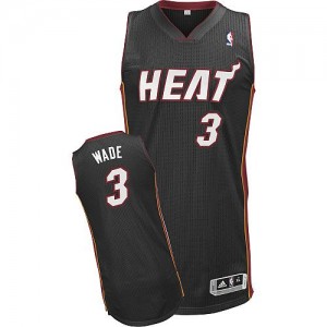 Miami Heat Dwyane Wade #3 Road Authentic Maillot d'équipe de NBA - Noir pour Homme