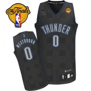 Maillot Authentic Oklahoma City Thunder NBA Rhythm Fashion Finals Patch Noir - #0 Russell Westbrook - Homme