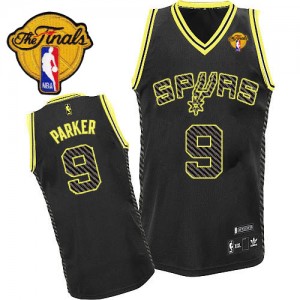 Maillot NBA Authentic Tony Parker #9 San Antonio Spurs Electricity Fashion Finals Patch Noir - Homme