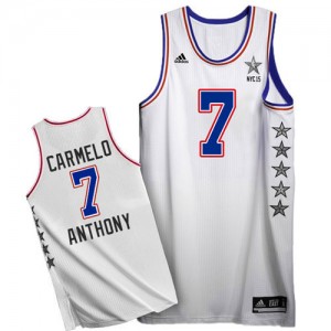 Maillot NBA Blanc Carmelo Anthony #7 New York Knicks 2015 All Star Authentic Homme Adidas