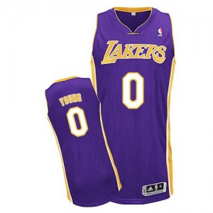 Maillot NBA Los Angeles Lakers #0 Nick Young Violet Adidas Authentic Road - Homme