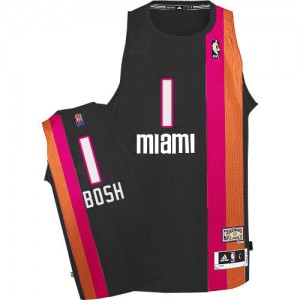 Maillot Authentic Miami Heat NBA ABA Hardwood Classic Noir - #1 Chris Bosh - Homme