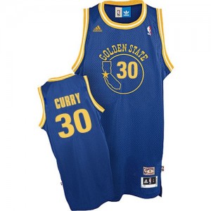 Maillot Authentic Golden State Warriors NBA Throwback Bleu royal - #30 Stephen Curry - Homme
