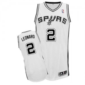 Maillot NBA San Antonio Spurs #2 Kawhi Leonard Blanc Adidas Authentic Home - Homme