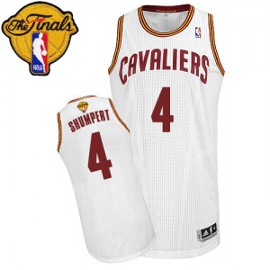 Maillot NBA Blanc Iman Shumpert #4 Cleveland Cavaliers Home 2015 The Finals Patch Authentic Homme Adidas