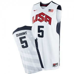 Maillot NBA Blanc Kevin Durant #5 Team USA 2012 Olympics Authentic Homme Nike