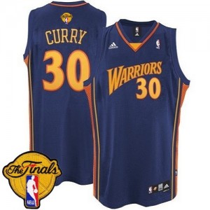 Maillot Authentic Golden State Warriors NBA Throwback 2015 The Finals Patch Bleu marin - #30 Stephen Curry - Homme
