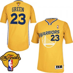 Maillot NBA Golden State Warriors #23 Draymond Green Or Adidas Authentic Alternate 2015 The Finals Patch - Homme