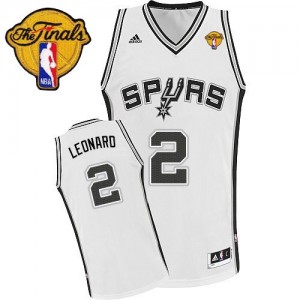 Maillot NBA San Antonio Spurs #2 Kawhi Leonard Blanc Adidas Swingman Home Finals Patch - Enfants