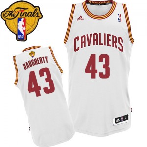 Maillot NBA Cleveland Cavaliers #43 Brad Daugherty Blanc Adidas Swingman Home 2015 The Finals Patch - Homme