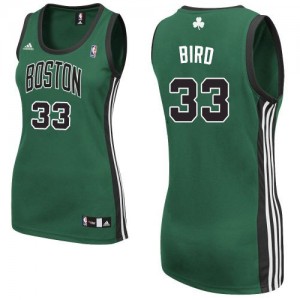 Maillot NBA Boston Celtics #33 Larry Bird Vert (No. noir) Adidas Swingman Alternate - Femme