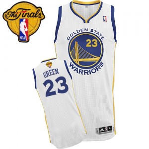 Maillot Authentic Golden State Warriors NBA Home 2015 The Finals Patch Blanc - #23 Draymond Green - Homme