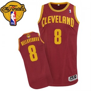 Maillot NBA Cleveland Cavaliers #8 Matthew Dellavedova Vin Rouge Adidas Authentic Road 2015 The Finals Patch - Homme