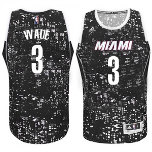 Miami Heat Dwyane Wade #3 City Light Swingman Maillot d'équipe de NBA - Noir pour Homme
