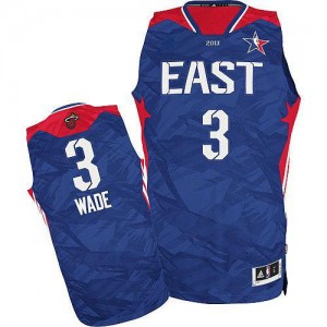 Maillot NBA Miami Heat #3 Dwyane Wade Bleu Adidas Authentic 2013 All Star - Homme